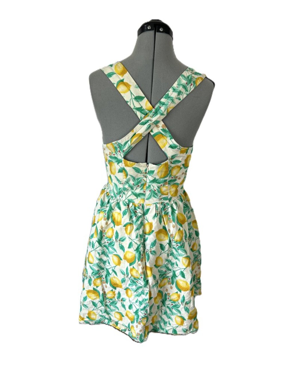 Elle Lemon Print Fit Flare Summer Dress 18 - Picture 3 of 5